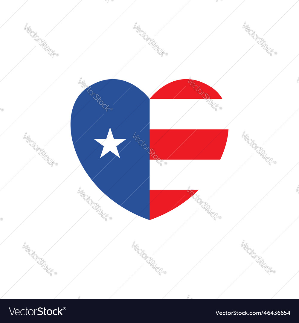 Usa flag color love star modern minimal logo