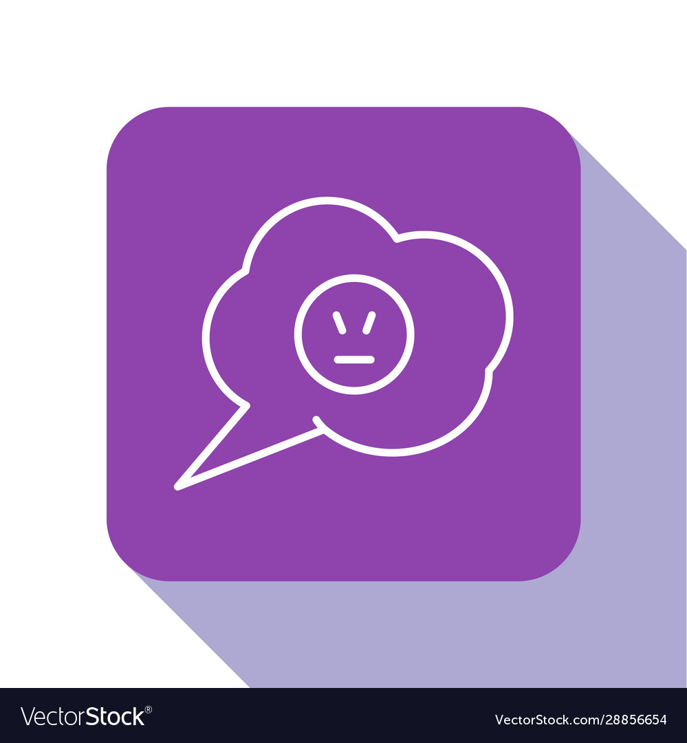 White line speech bubble with angry smile icon