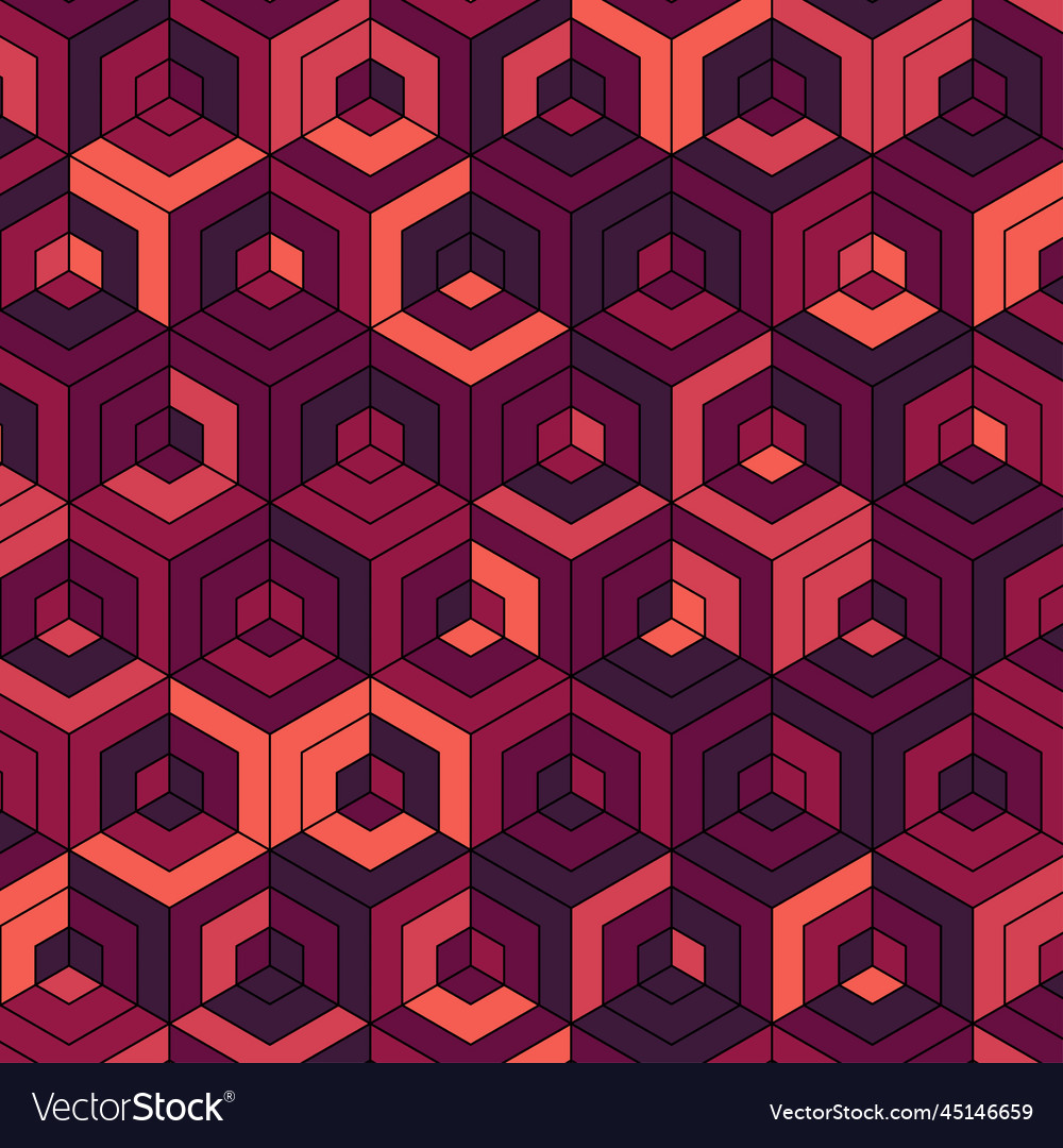 3d red block hexagone background vector image 3d red block hexagone background