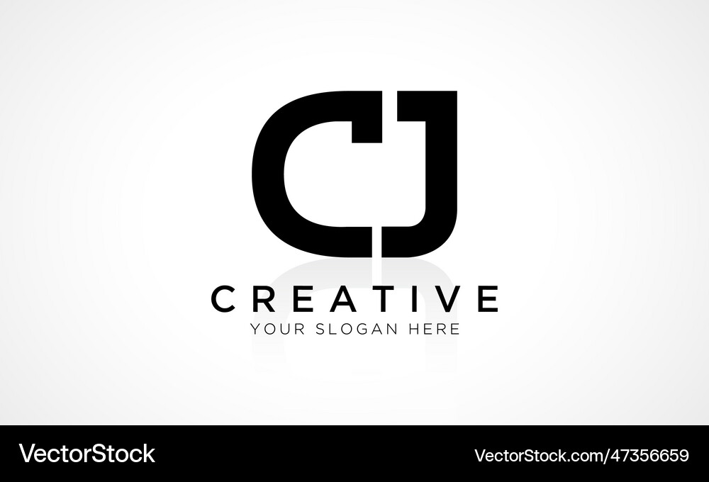 Elegant Letter Cj Logo - Glossy Reflection Vector Image