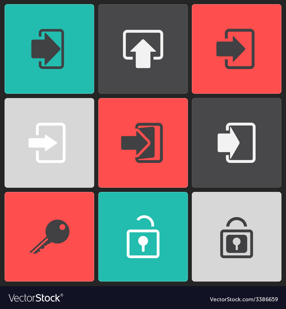 Login web icon set on a color square