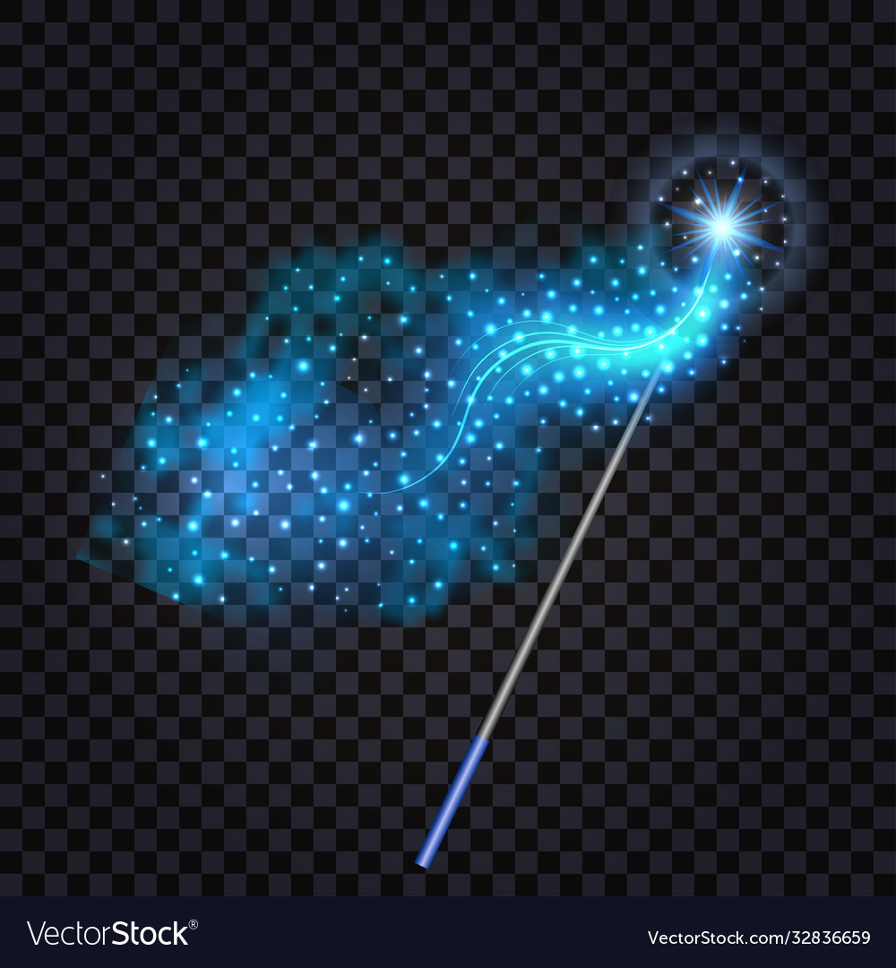 Magic wandwith fantasy light effect blue Vector Image