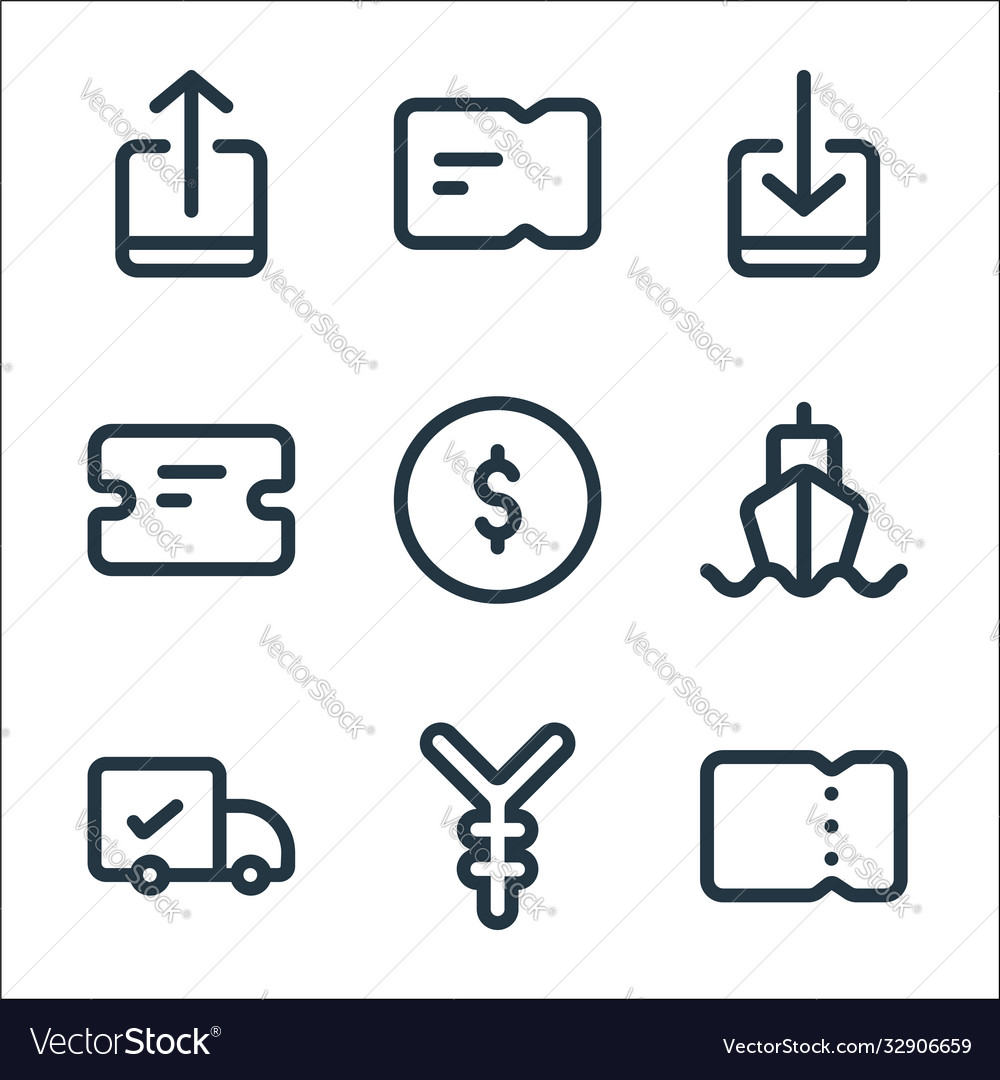 Marketplace line icons linear set quality vector image Marketplace line icons linear set quality