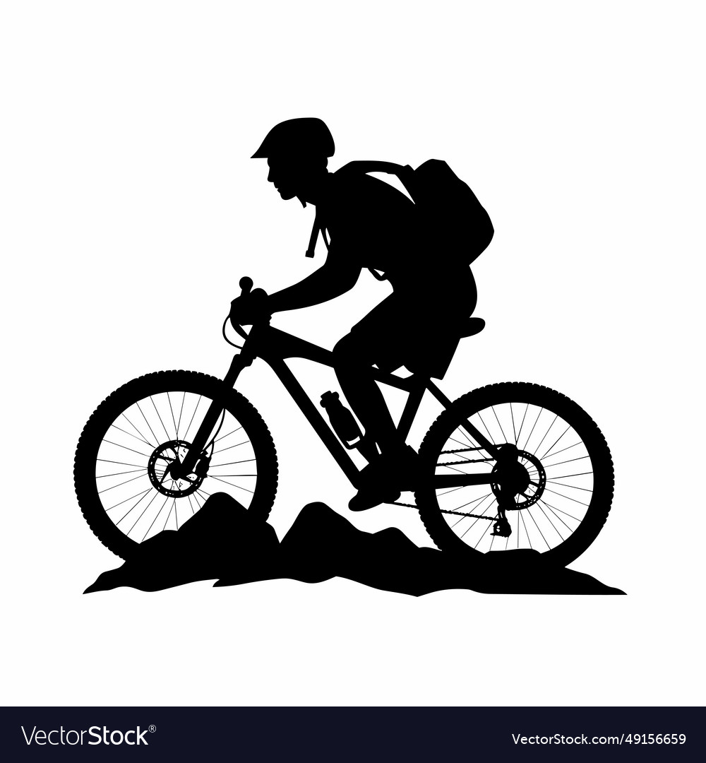 Mountain biker black icon on white background Vector Image