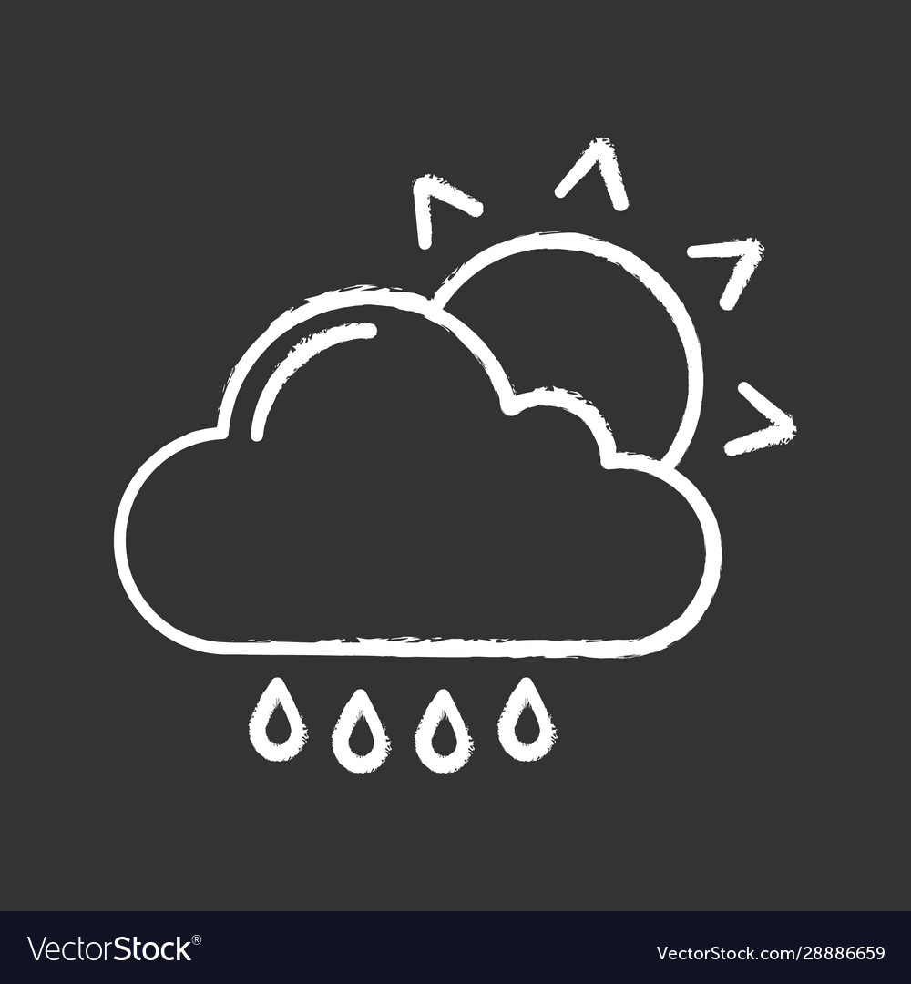 Rain with sun chalk icon