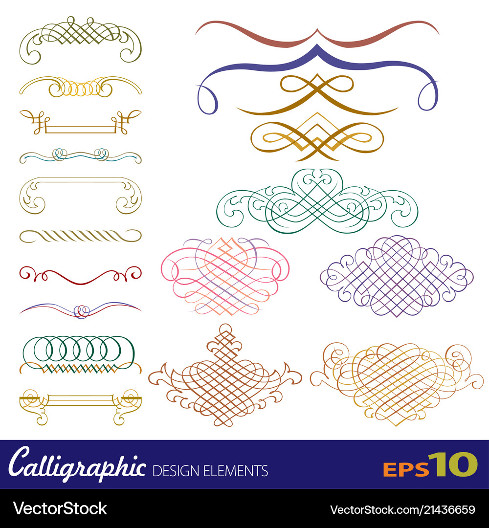 Set calligraphic design elements Royalty Free Vector Image