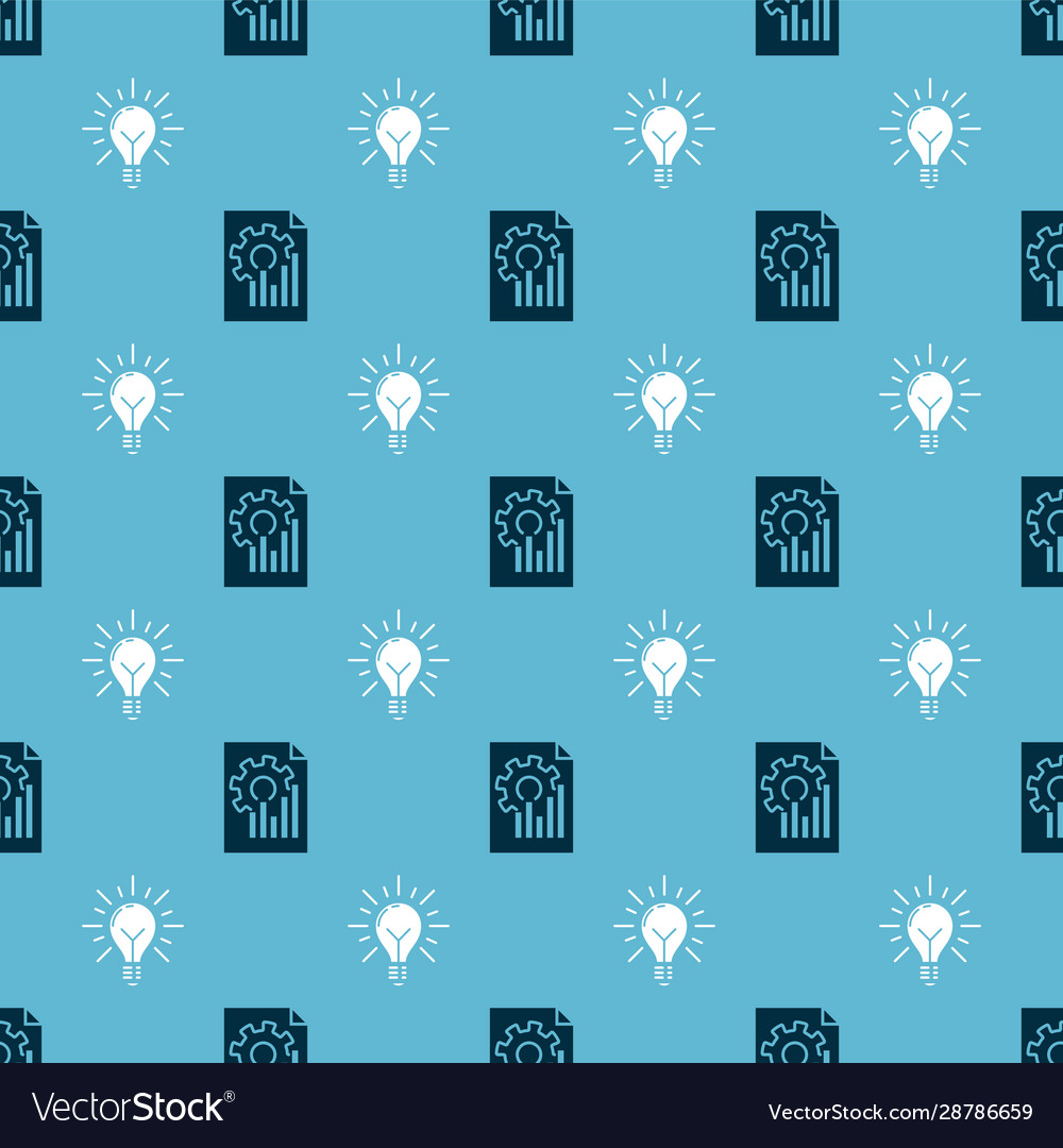 Set document with graph chart and light bulb