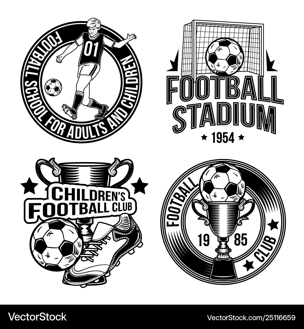 Set Football Emblems Labels Badges Logos Vector Image