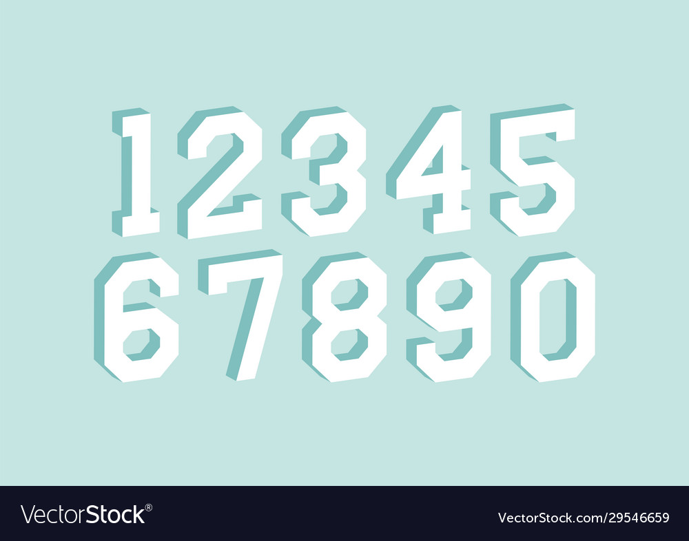 Set numbers with 3d isometric effect