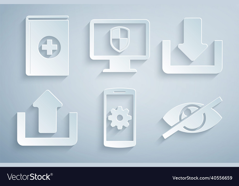 Set setting on smartphone download upload vector image Set setting on smartphone download upload