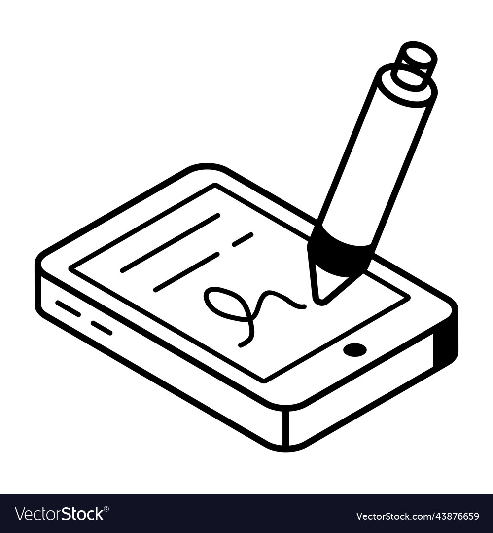 Signing a contract denoting deed in isometric icon