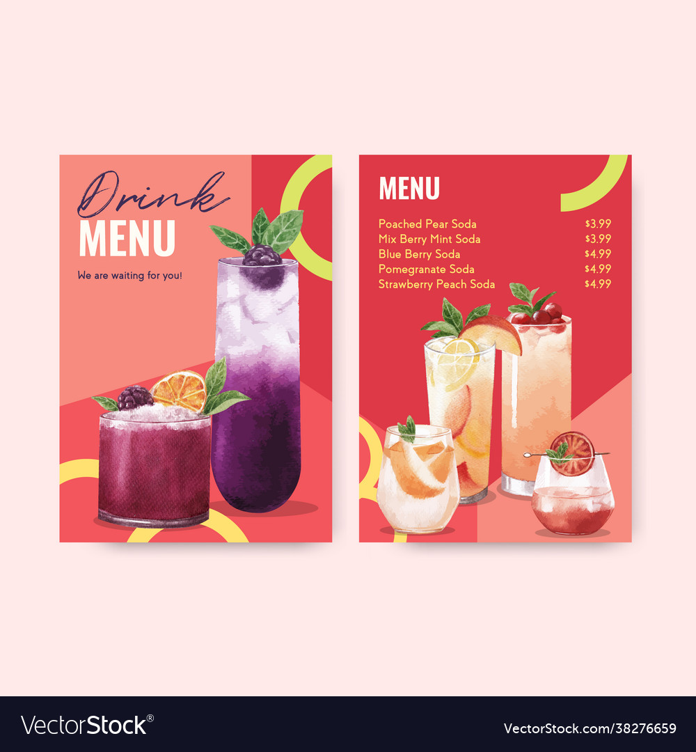 Soda Drink Menu Template For Cafe And Bistro Vector Image, 44% OFF