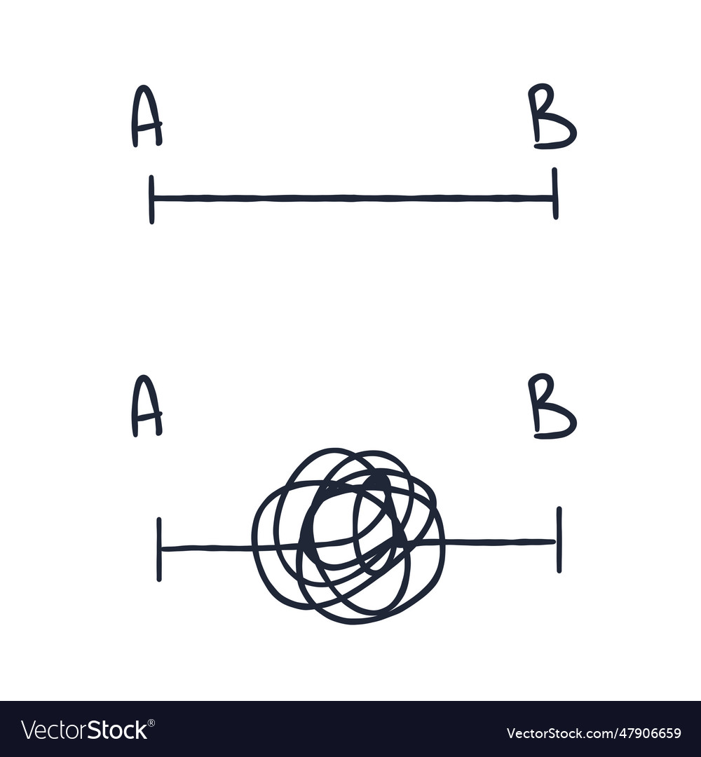 Tangle of lines unraveling the path vector image Tangle of lines unraveling the path