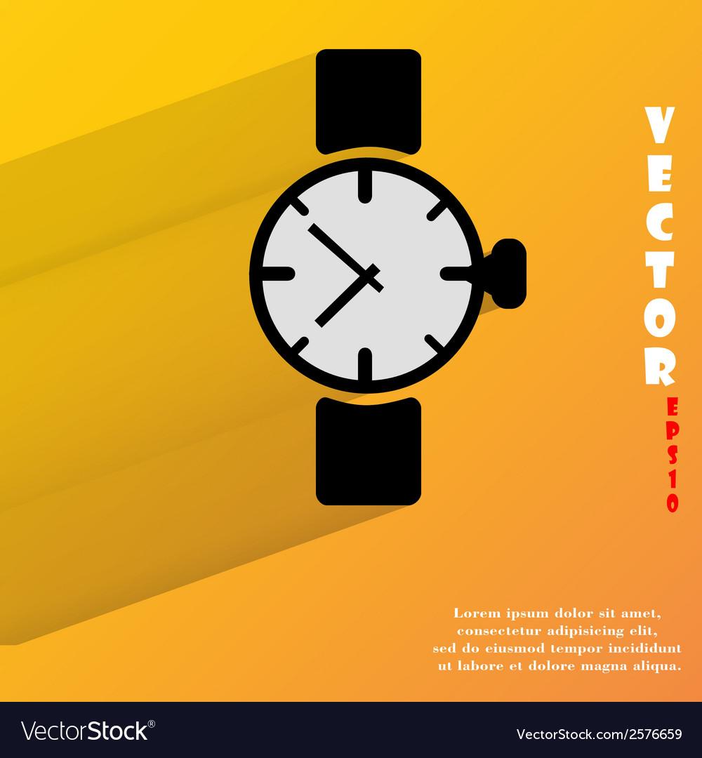 Watchclock flat modern web button with long shadow