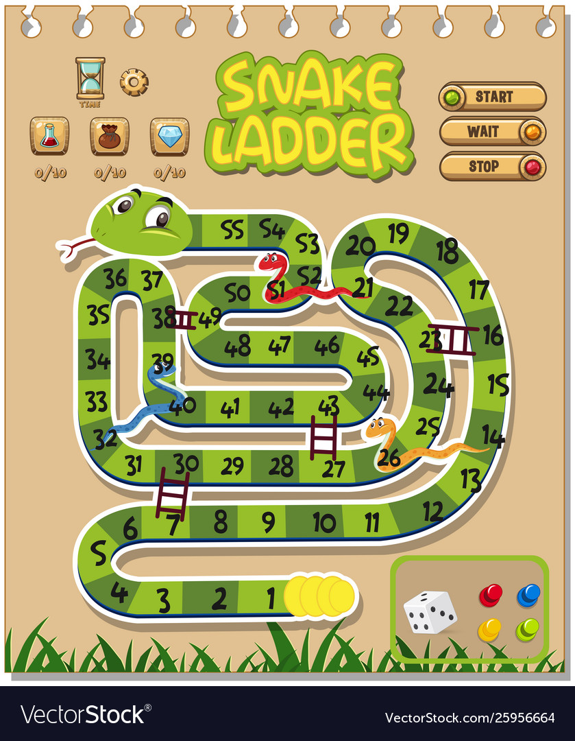 A snake ladder game template Royalty Free Vector Image