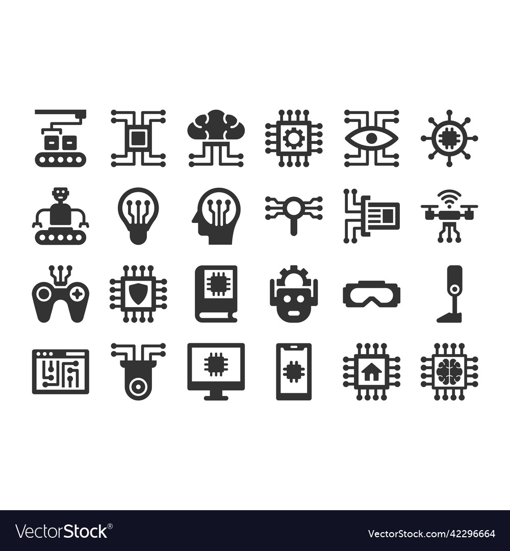 Artificial intelligence icon set
