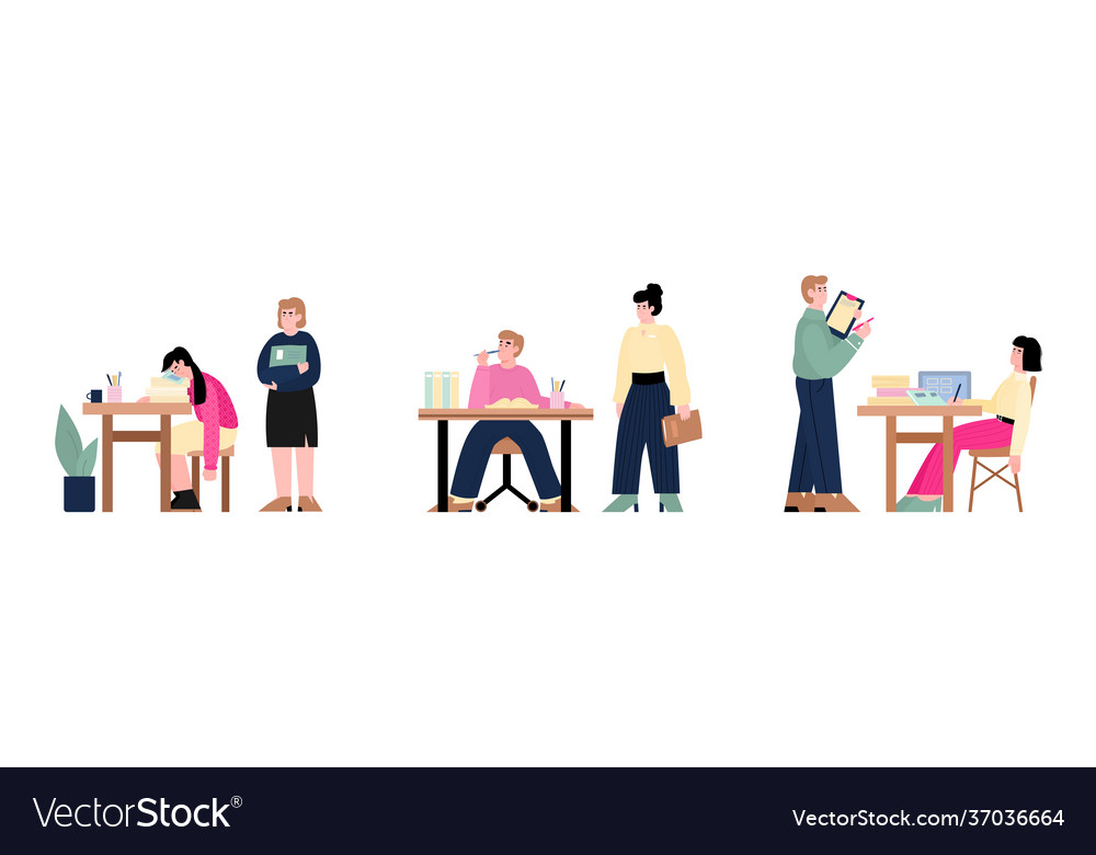 Bored office characters tired dreaming or lazy vector image Bored office characters tired dreaming or lazy