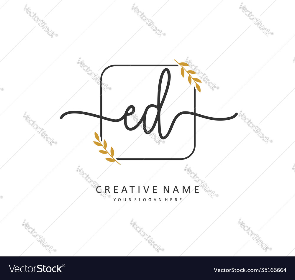 Ed initial letter handwriting and signature logo