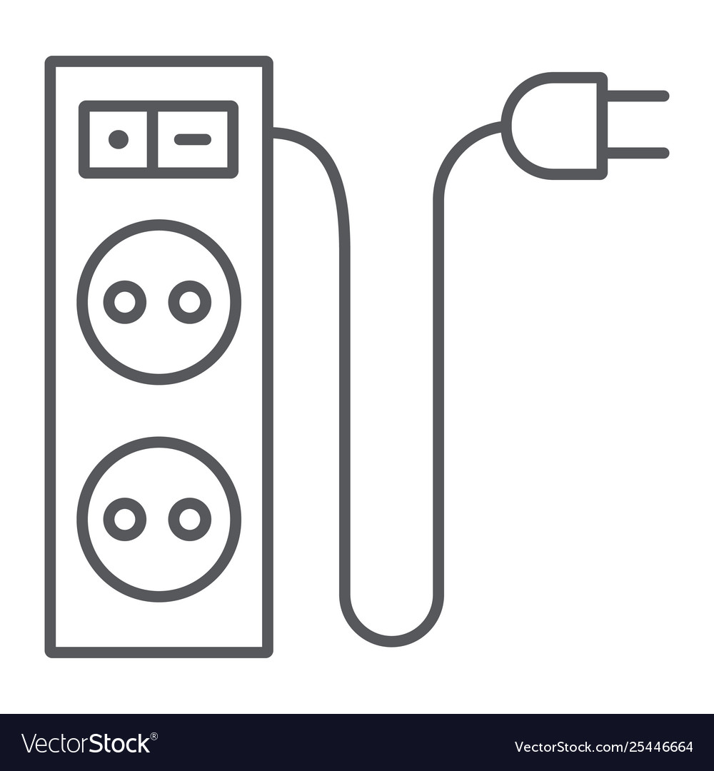 Electric extension thin line icon energy and plug Vector Image