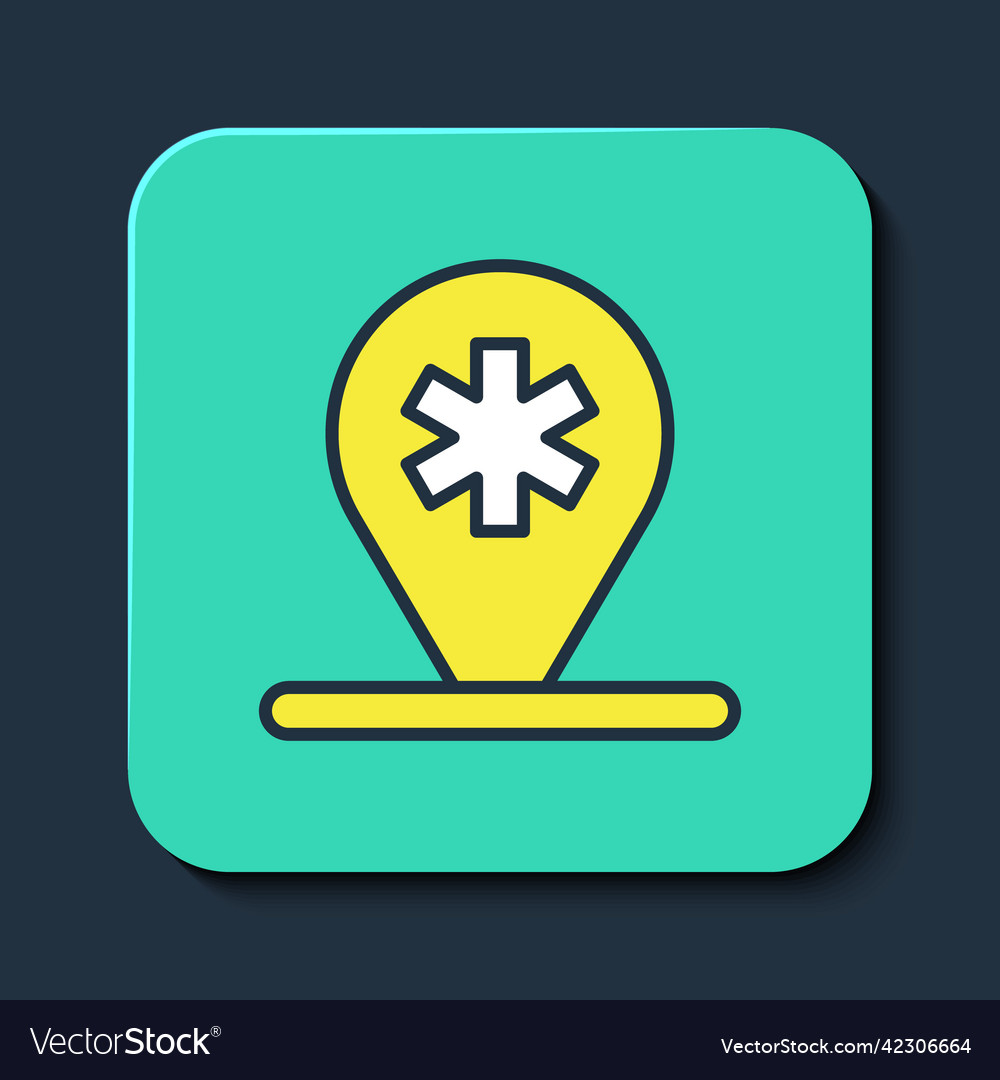 Filled outline medical map pointer with cross
