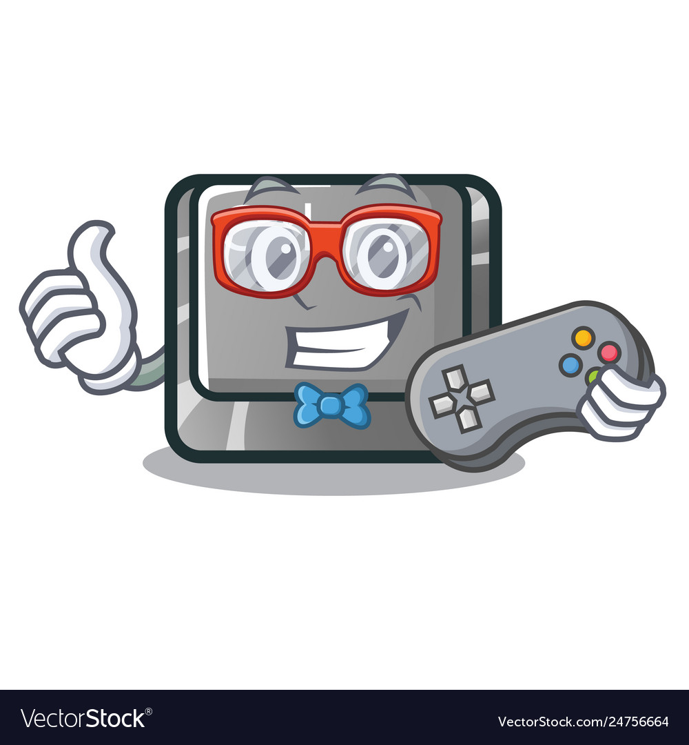 Gamer character ctrl button attached on computer Vector Image Gamer character ctrl button attached on computer