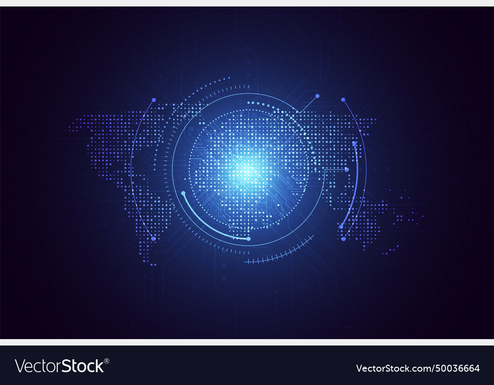 Global network connection world map point vector image Global network connection world map point
