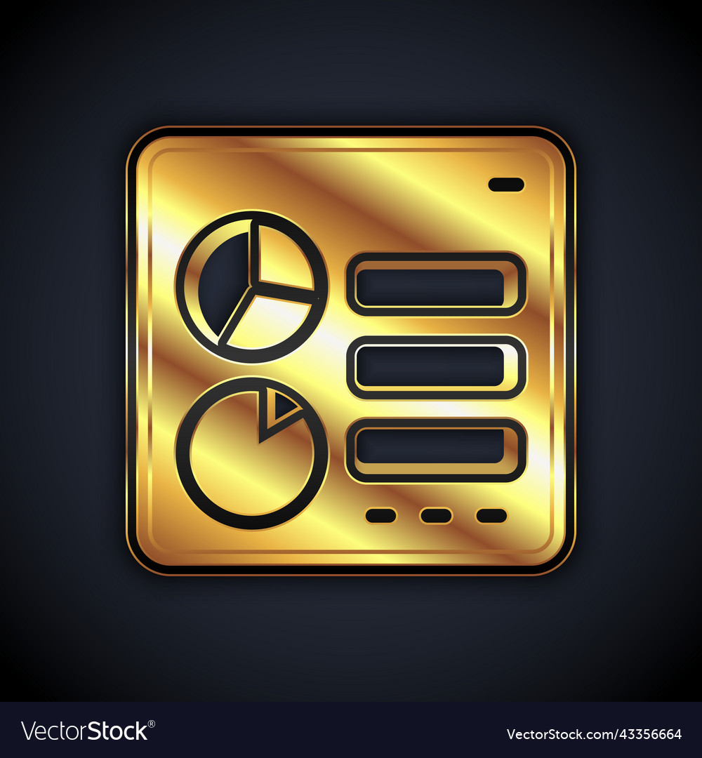 Gold computer api interface icon isolated on black vector image Gold computer api interface icon isolated on black
