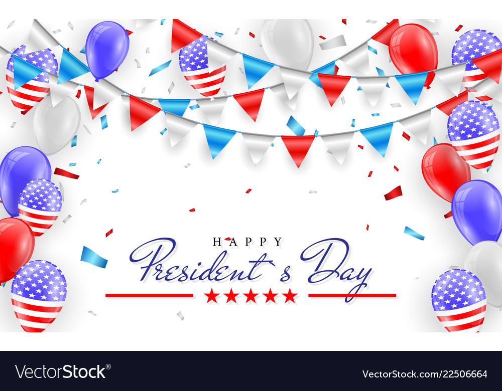 Happy president day hanging bunting flags vector image Happy president day hanging bunting flags
