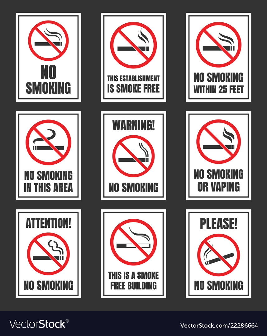 No smoking sign set is prohibited Royalty Free Vector Image