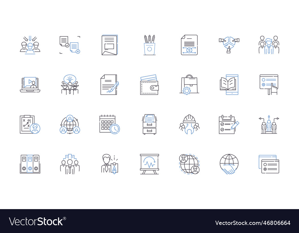 Operating mechanism line icons collection lever Vector Image Operating mechanism line icons collection lever