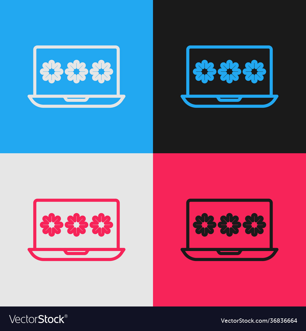 Pop art line laptop with password notification vector image Pop art line laptop with password notification