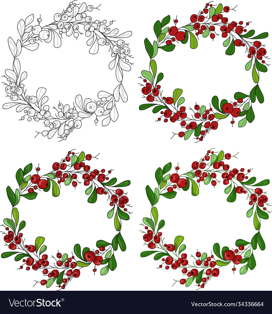 Realistic year berry wreath set