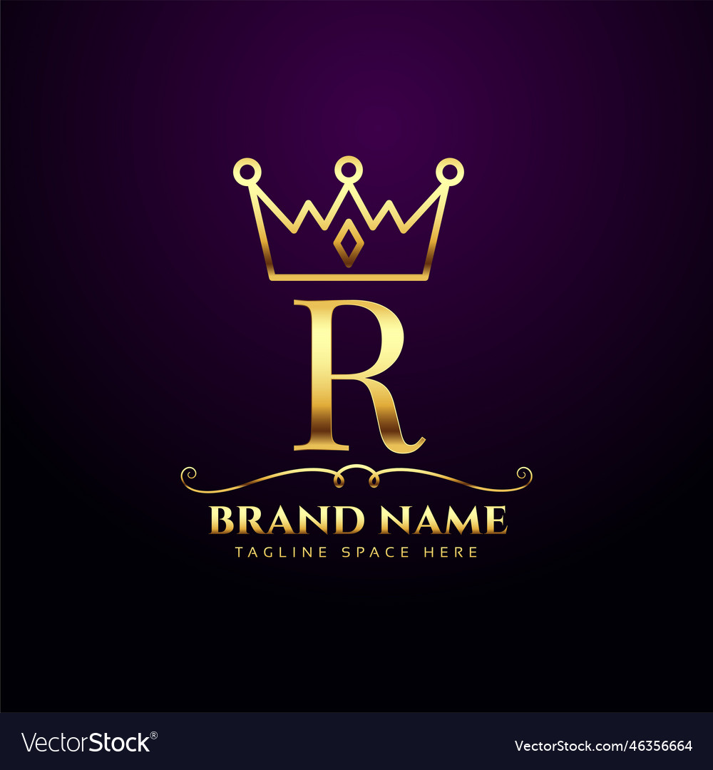 Royal letter r luxury crown tiara logo concept