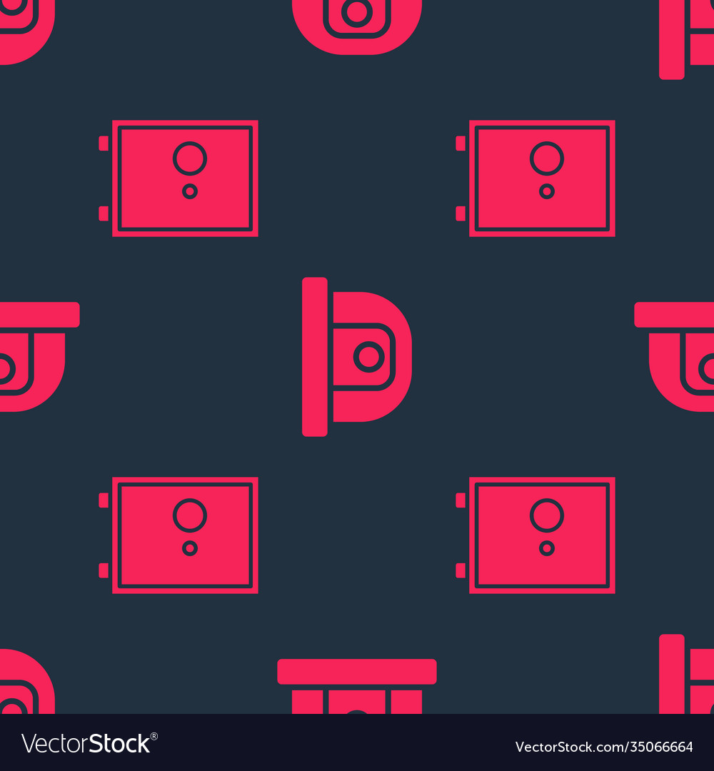 Set safe and motion sensor on seamless pattern vector image Set safe and motion sensor on seamless pattern