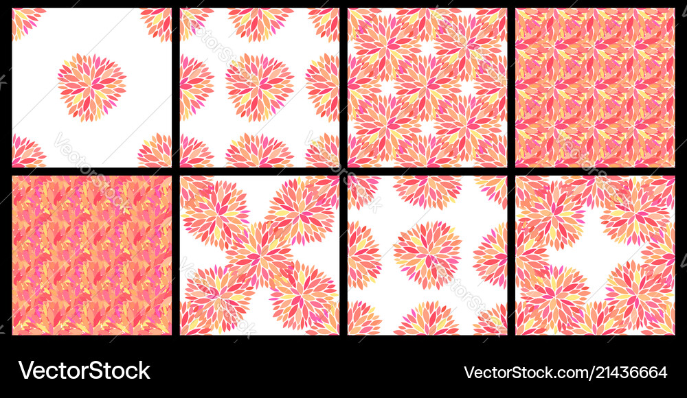 Set seamless patterns with petals Royalty Free Vector Image