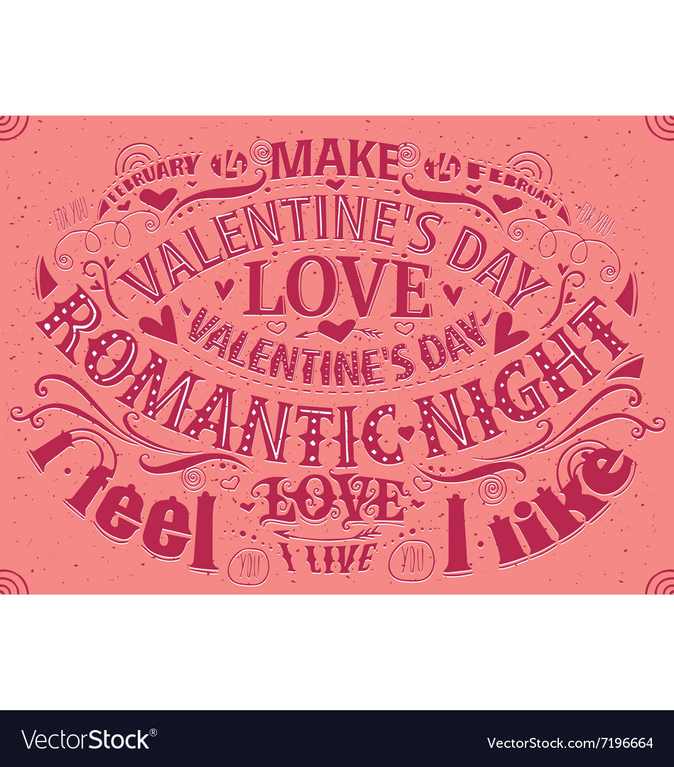 Valentines day postcard with lettering