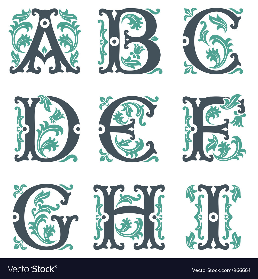 Download Vintage alphabet Royalty Free Vector Image - VectorStock