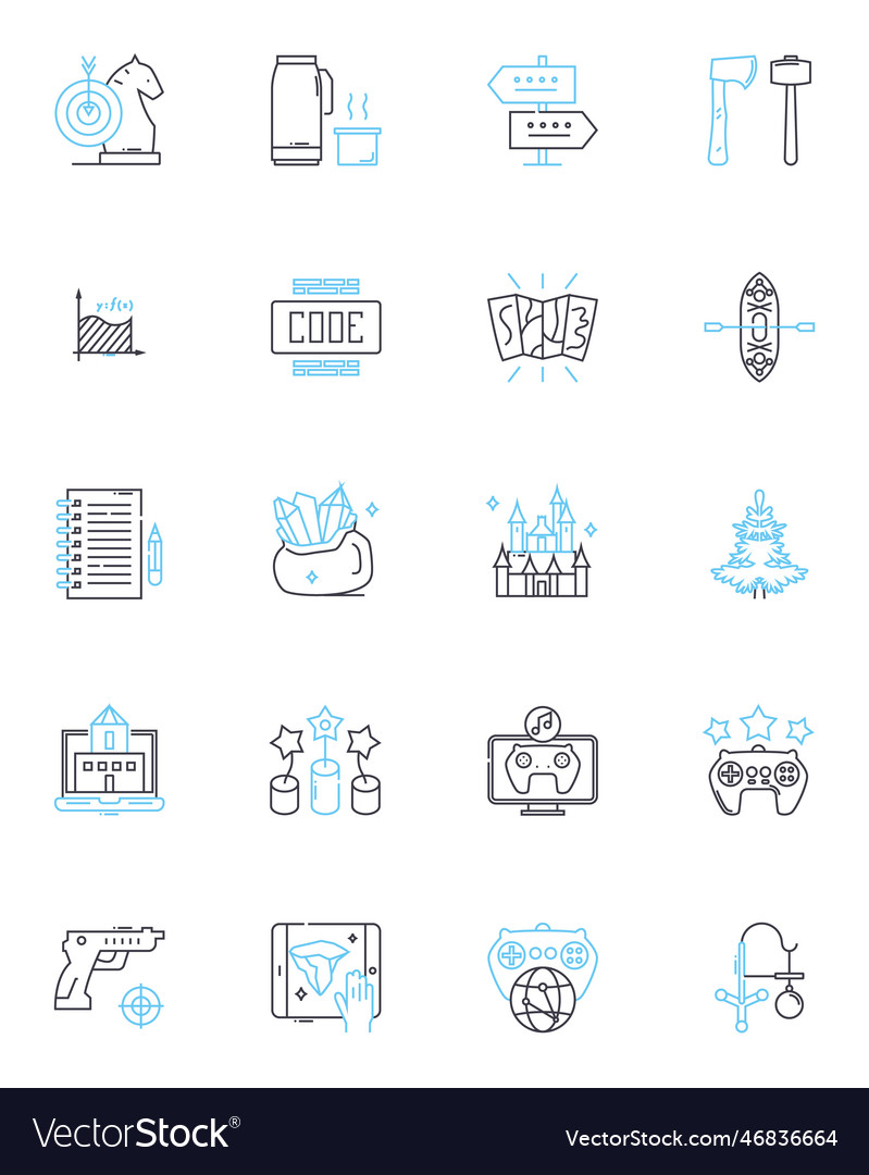 Virtual meeting linear icons set zoom webex