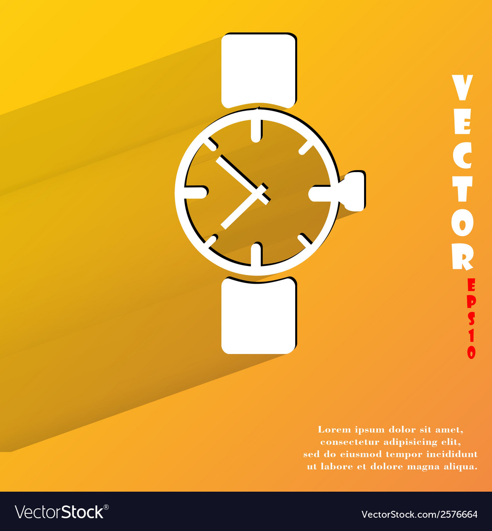 Watchclock flat modern web button with long shadow