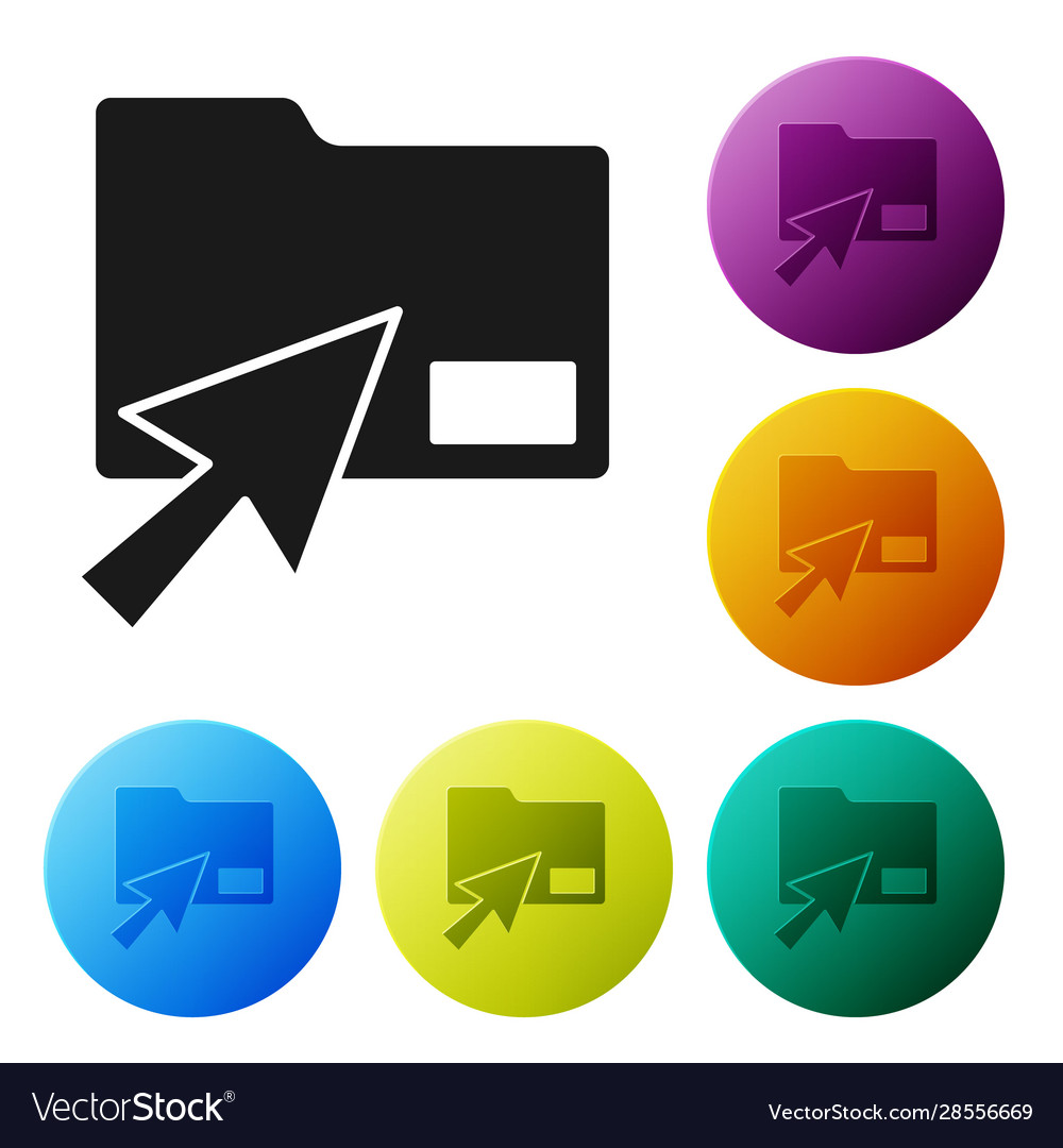 Black cursor click document folder icon isolated vector image Black cursor click document folder icon isolated