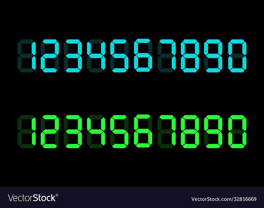 Digital numbers set calculator vector image Digital numbers set calculator