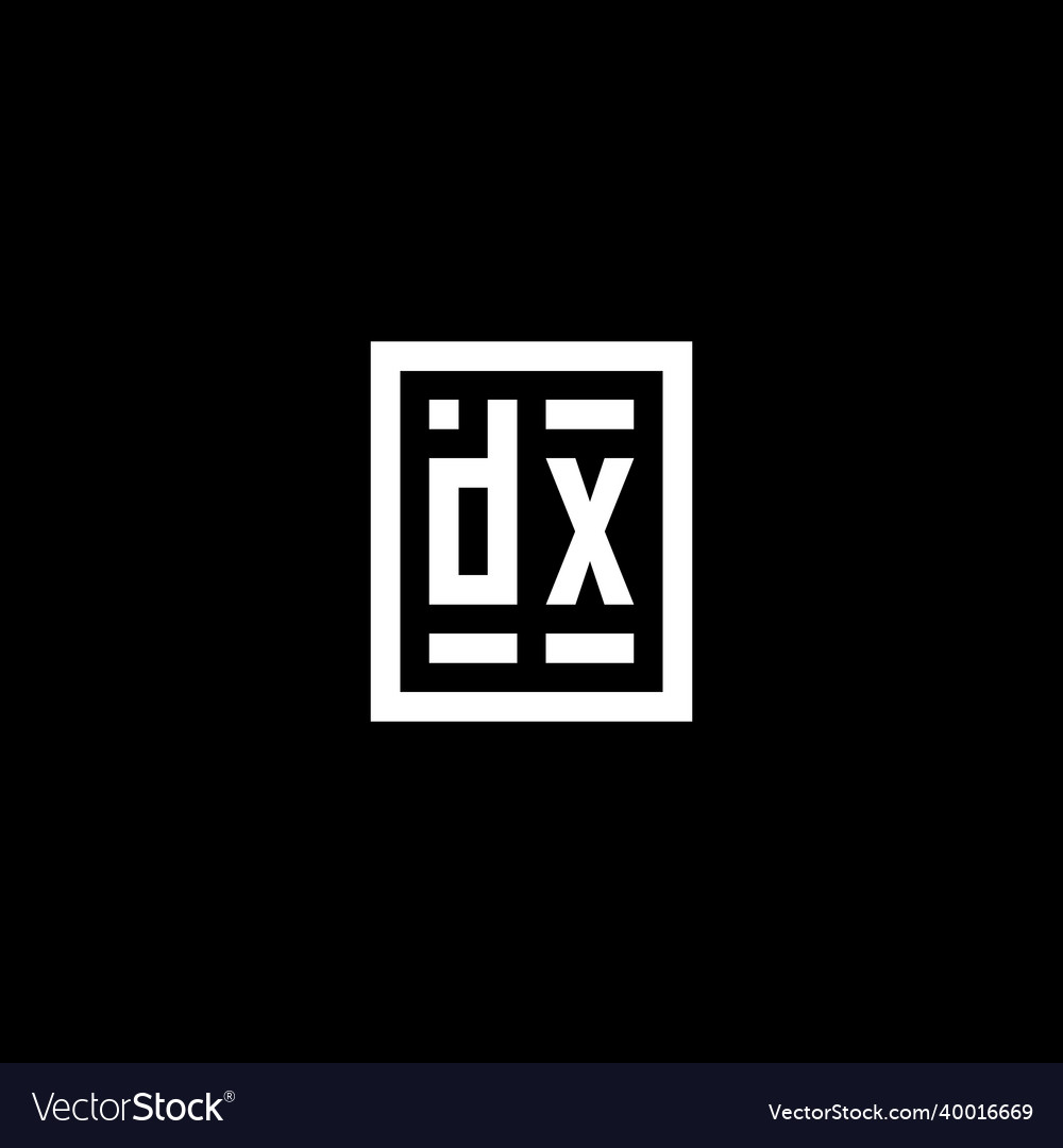 Dx initial logo with square rectangular shape