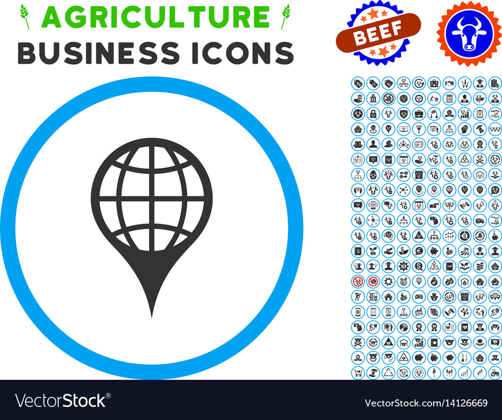 Global location rounded icon with set