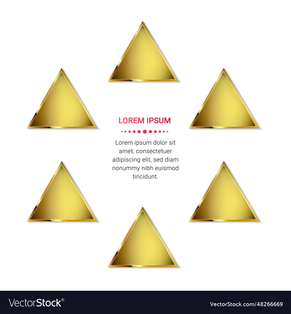 Golden circular triangles with text space vector image Golden circular triangles with text space
