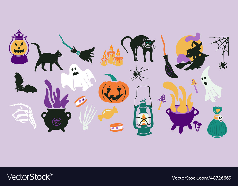 Halloween party decoration minimalistic clipart