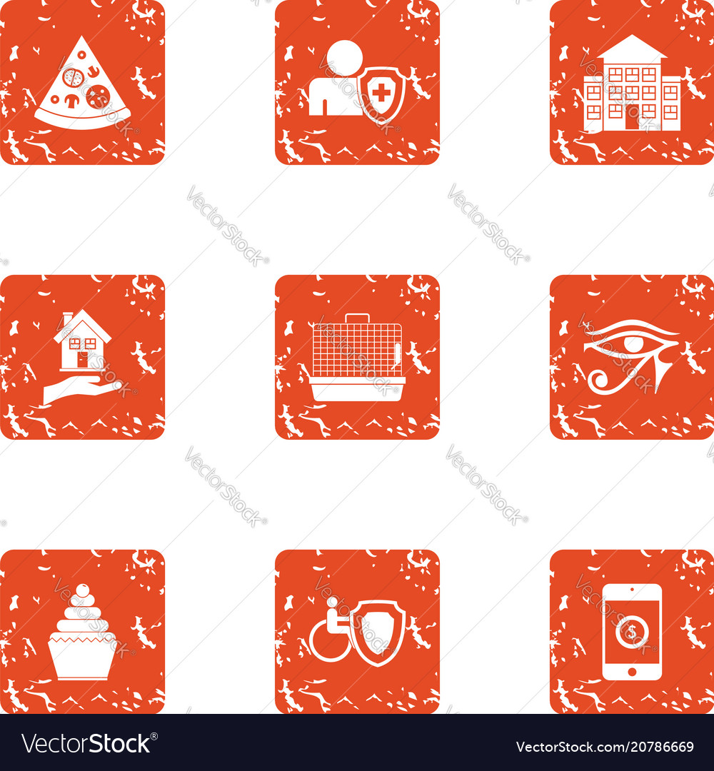 health-care-service-icons-set-grunge-style-vector-image