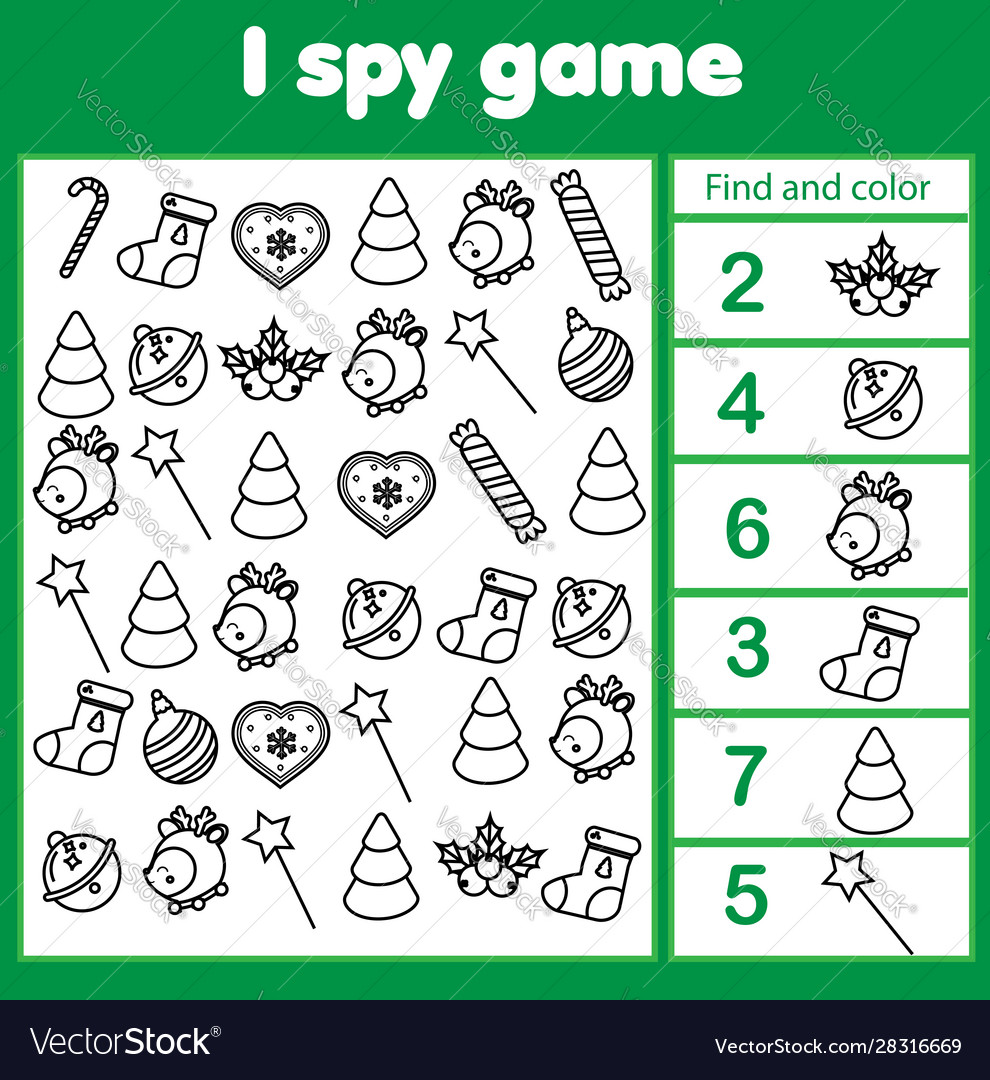 I spy game find and count year vector image I spy game find and count year