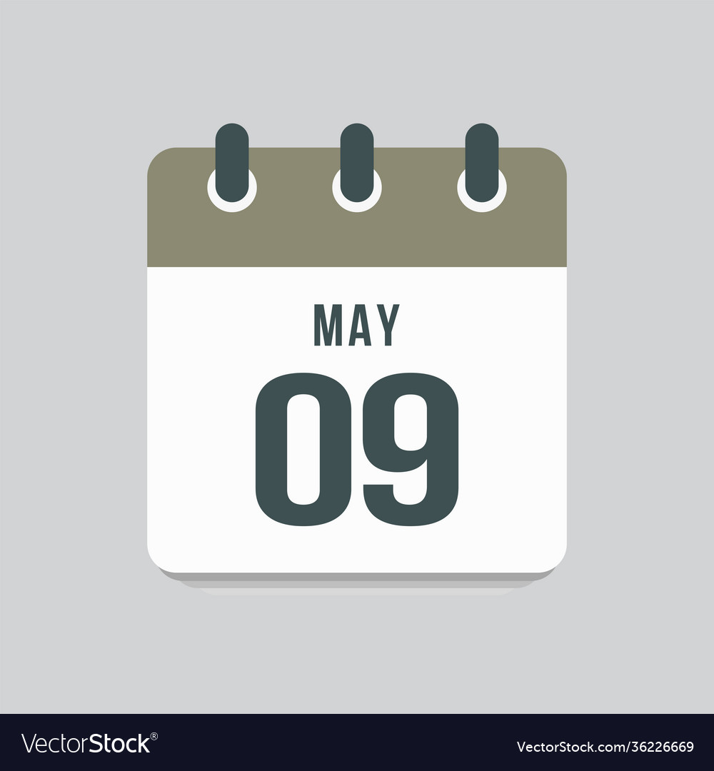 Icon day date 9 may template calendar page vector image Icon day date 9 may template calendar page