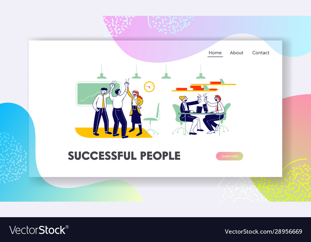 Managers team contract signing website landing vector image Managers team contract signing website landing