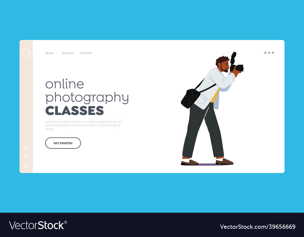 Online photography classes landing page template Vector Image
